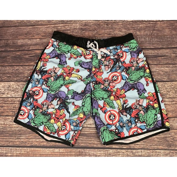 Marvel Comics Hero Swim Trunk Board Shorts Captain America Hulk Iron Man Thor XL - Picture 1 of 7